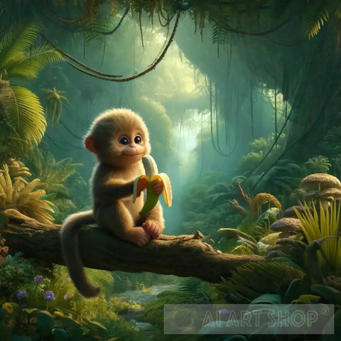 Baby Monkey Nature Ai Art