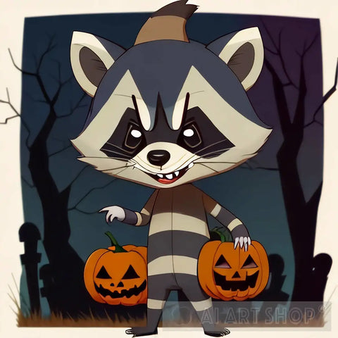 Bad Boy Raccoon For Halloween Ai Artwork