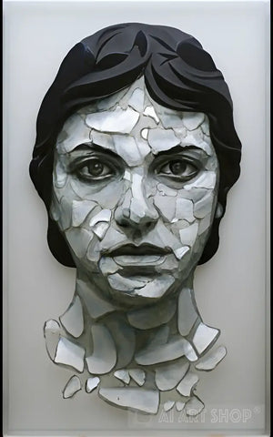 Bas-Relief Minimalist Closeup Silhouette A Realistic Portrait Of Woman Portrait Ai Art