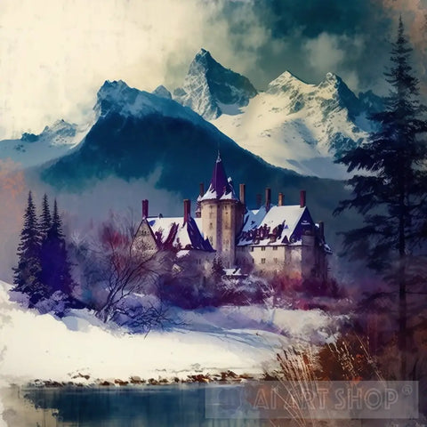 Bavarian Chateau In The Mountains Abstract Ai Art