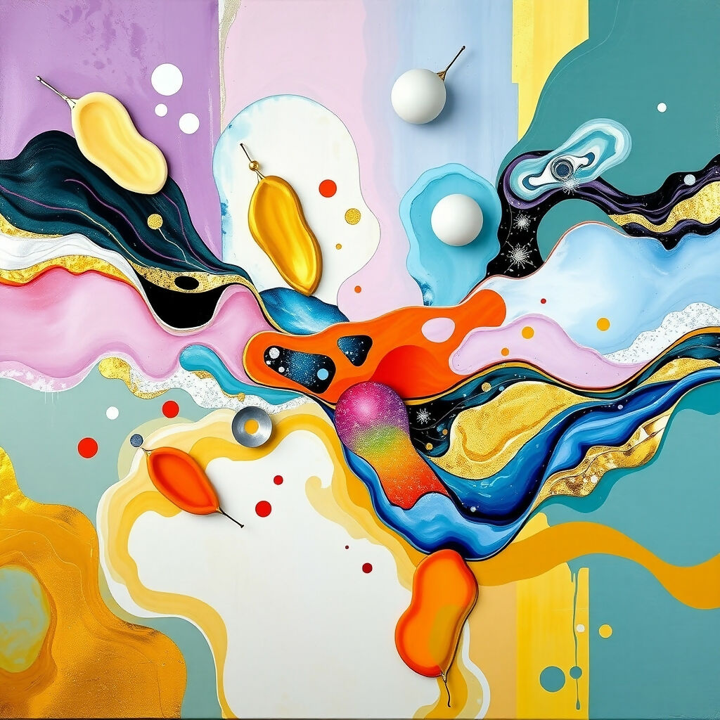 Abstract Colorful Liquid Waves and Organic Shapes Art