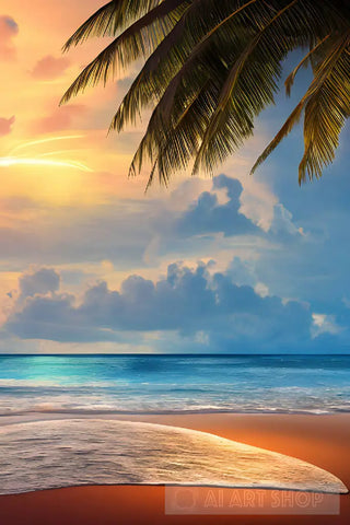 Beach In The Morning Nature Ai Art