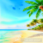 Beach With Palm Trees Ai Painting