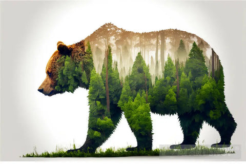 Bear Shaped Forrest Abstract Ai Art