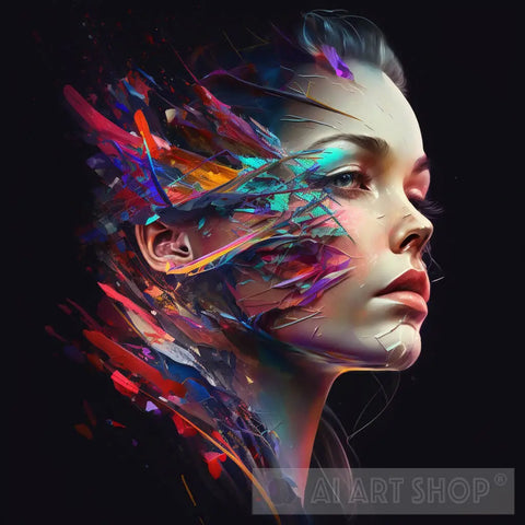Beautiful And Colorful Face Abstract Ai Art