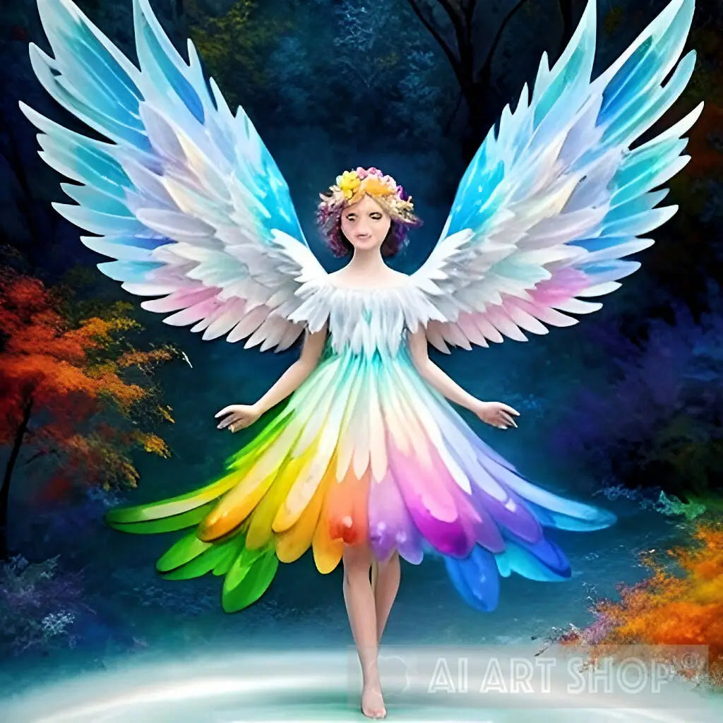 cute, beautiful, colorful design, rainbow colors, angel, wings, col...