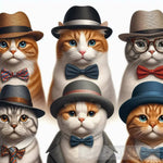 Beautiful Cats Wearing Hats And Bowties Animal Ai Art