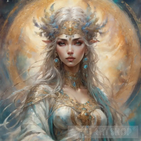 Beautiful Celestial Goddess Portrait Ai Art