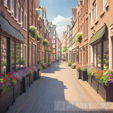 Beautiful City Flower Street Street Ai Art