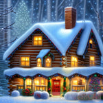Beautiful Cozy Christmas Cabin Graphic Landscape Ai Art