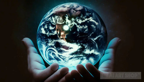 Beautiful Earth In A Hand 2 Ai Artwork