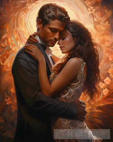 Beautiful Elegant Portrait Of Romantic Couple Ai Painting