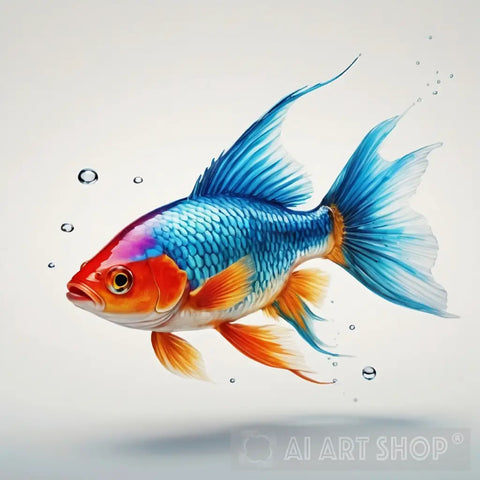 Beautiful Fish In Falling Colors On A White Background Animal Ai Art