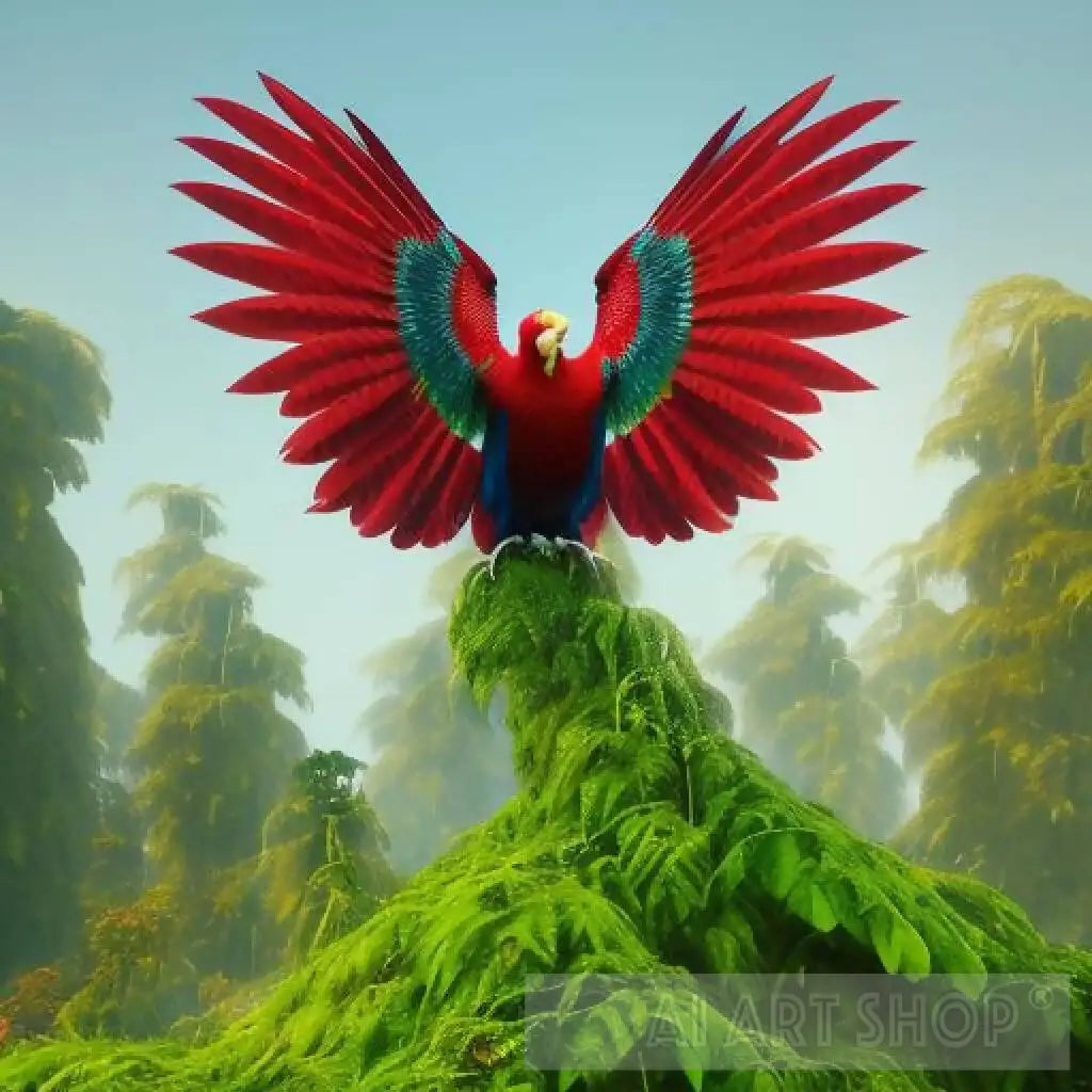 Beautiful forest red-winged bird