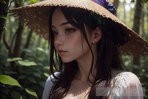 Beautiful Girl In The Forest Portrait Ai Art