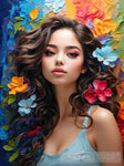 Beautiful Girl With Flowers Ai Painting