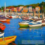 Beautiful Harbor With Small Boats Impressionism Ai Art