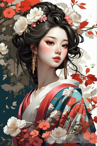 Beautiful Japanese Girl Geisha Portrait Ai Art