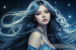 Beautiful Lady In Blue Series - 03 Landscape Ai Art