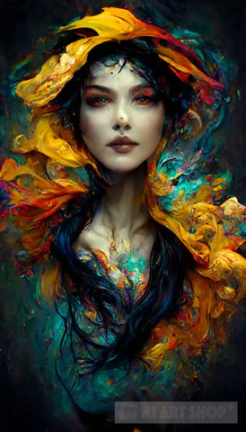 Beautiful Liquid Colors Woman Modern Ai Art