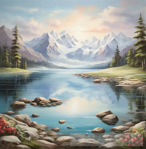 Beautiful Mountain Lake Ai Artwork