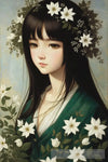 Beautiful Painting Of A Girl With Flower Petals Portrait Ai Art