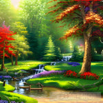 Beautiful Park With Trees And A Stream Expressionism Ai Art