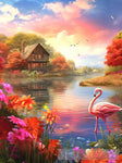 Beautiful Pink Flamingo In The Lake-4 Animal Ai Art