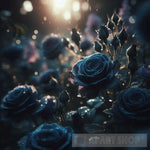 Beautiful Sapphire Blooming Roses And Closed Rosebuds In The Rain Ai Artwork