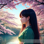 Beautiful Serenade Anime Girl Amidst The Enchanting Sakura Trees Contemporary Ai Art