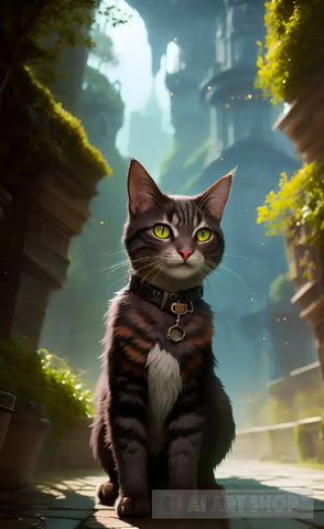 Beautiful Serios Cat Ai Artwork