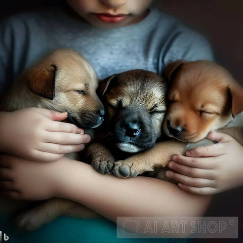 Beautiful Sleeping Puppies Animal Ai Art