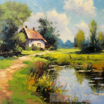 Beautiful Summer Landscape Of Cottage Near A River Impressionism Ai Art