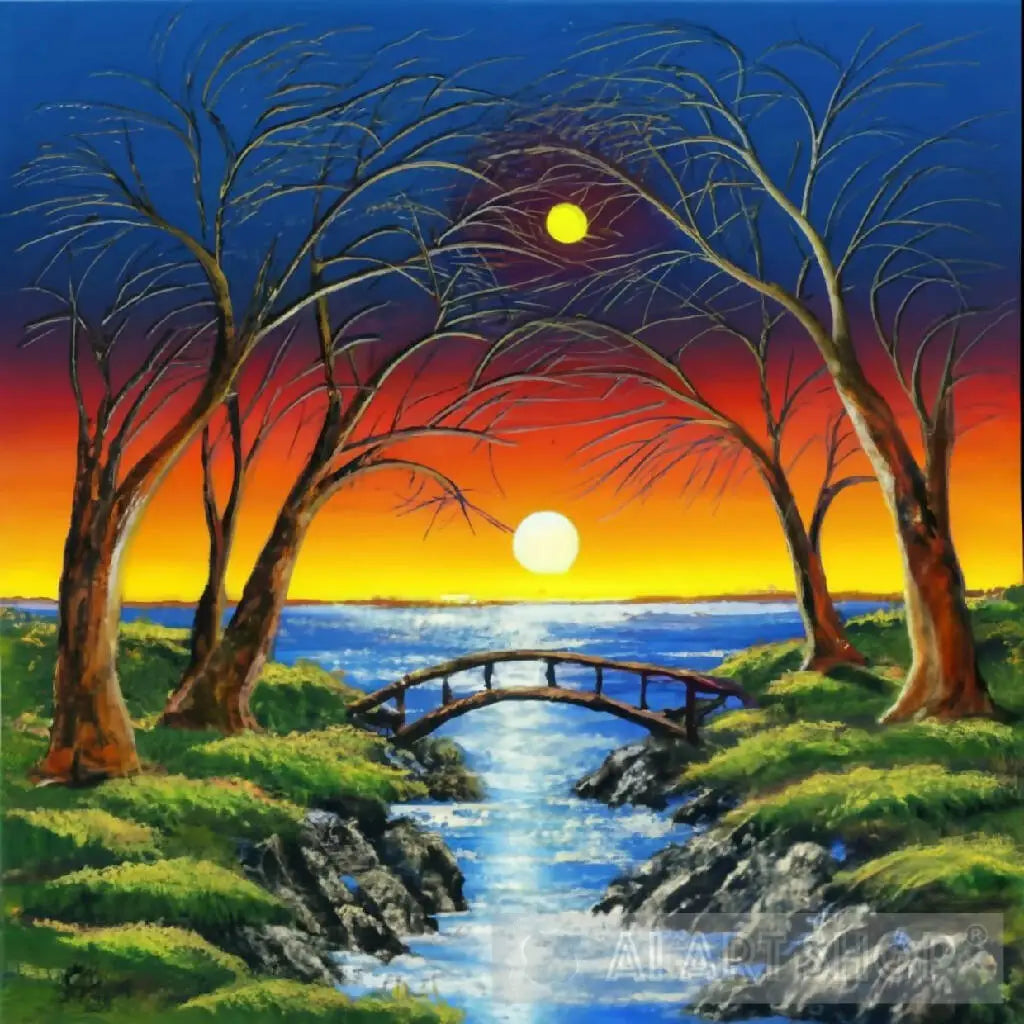 Poylaamo, Hand Painted Nature Scenery of Beautiful Sunrise by the River  Wall Painting with Frame/Vastu Waterfall (Scenery 85, Medium) : Amazon.in:  Home & Kitchen