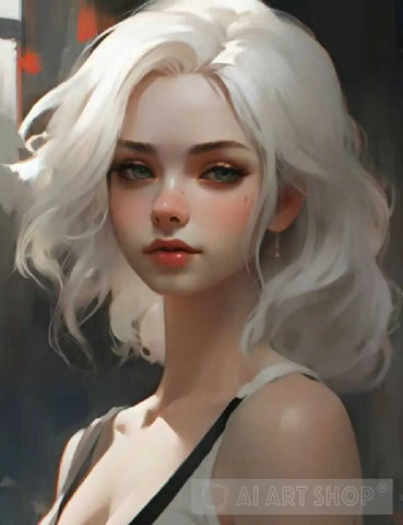 Beautiful White Haired Girl Artwork Ai Painting