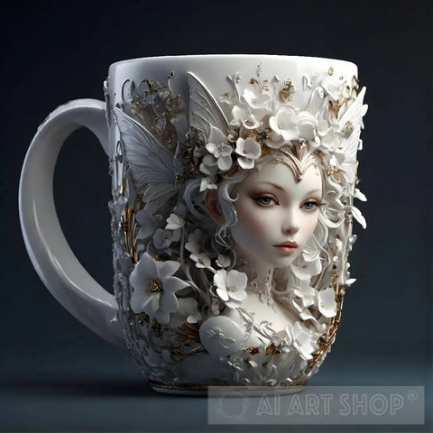 Beautiful White Mug Ai Artwork