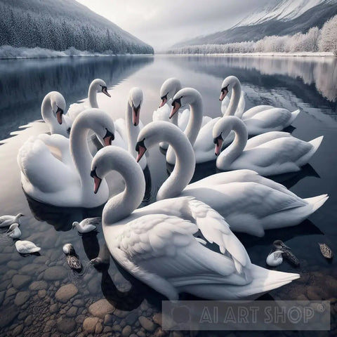 Beautiful White Swans Animal Ai Art