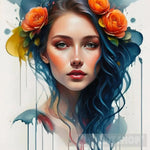 Beautiful Woman In Color Portrait Ai Art