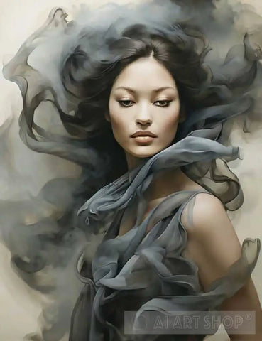 Beautiful Woman Smoke Artwork Ai Painting