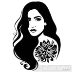 Beautiful Women With A Flower Tatoo - Minimal Illustration Portrait Ai Art