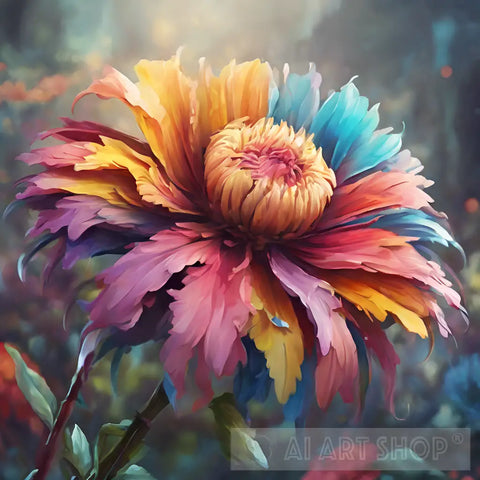 Beautifully Colored Flower. Ai Painting