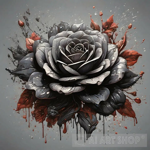 Beauty Black Rose Blooms Ai Artwork