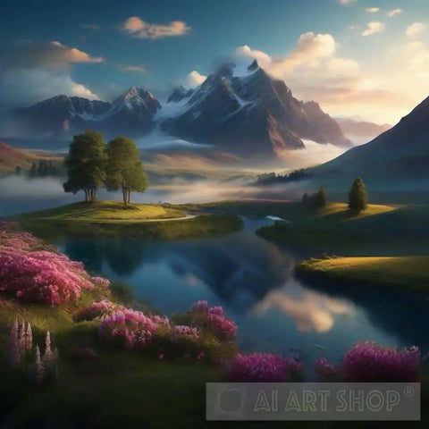 Beauty Of Nature: A Canvas Contemplation And Serenity Landscape Ai Art