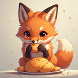 Charming Baby Fox Enjoying Baked Treats