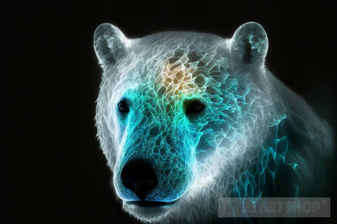 Biolumescent Animal Like Glass Polar Bear Animal Ai Art