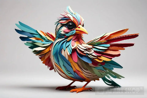 Bird Of Colorful Colored Paper Strips Animal Ai Art