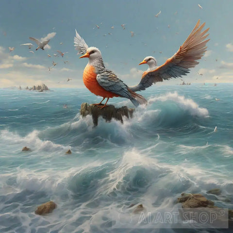 Bird On Sea Ai Artwork