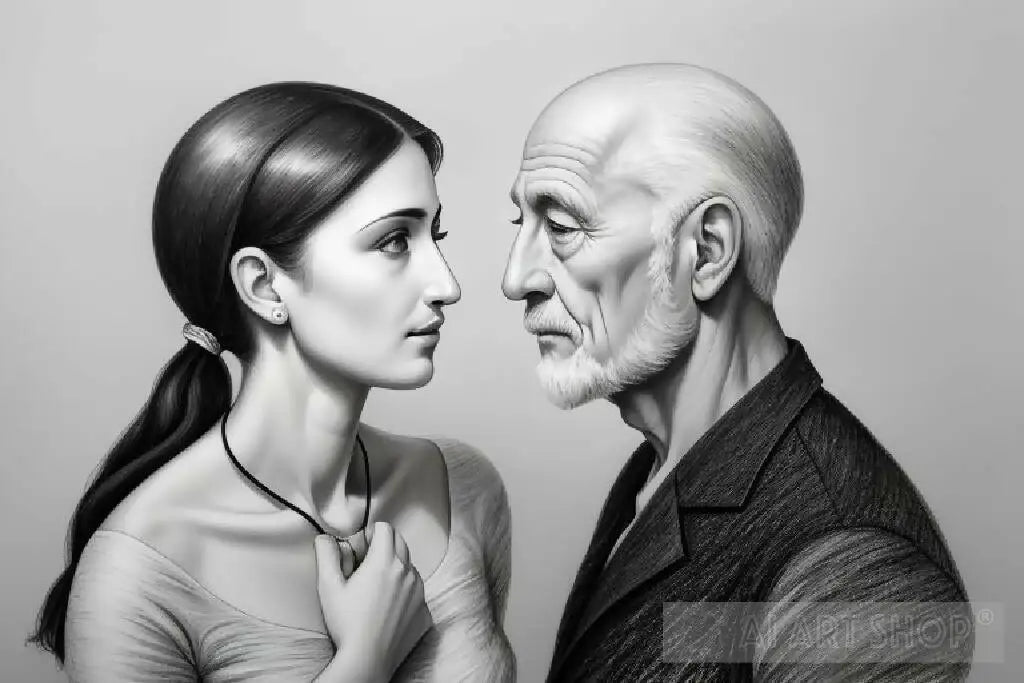 drawing, woman, man, white, black, painting, emotional relationship...