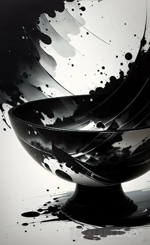 Black And White Ink Spilled Out From A Cup Ai Artwork