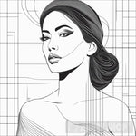 Black And White Line Drawing Woman Ai Artwork